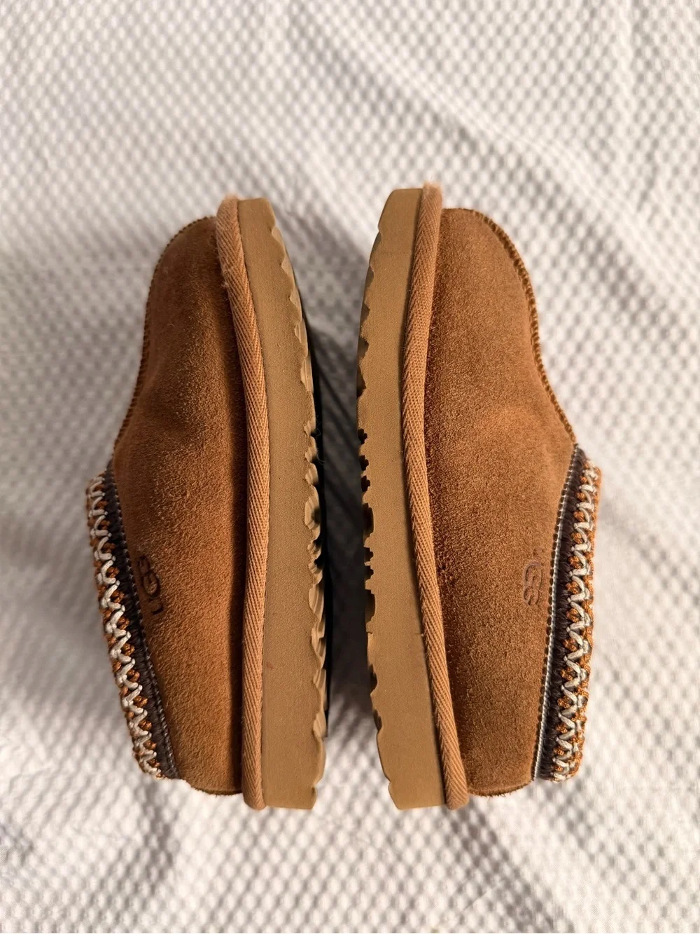 UGG Chestnut Suede Slip-On Shearling Mules kids US11